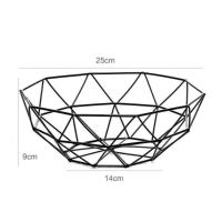 多边形矮款 北欧铁艺水果篮创意收纳沥水篮家用客厅茶几果盘镂空果盆