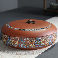 紫砂一饼罐(古典普洱) 紫砂普洱饼茶叶罐陶瓷茶盒醒茶罐白茶饼大号存储茶罐茶饼包装中式