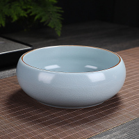 汝窑茶洗 汝窑茶洗大号开片水盂洗茶杯碗陶瓷功夫茶具配件茶道零配家用笔洗