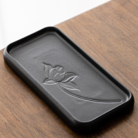 黑陶-莲花干泡茶盘-长30宽15cm 陶艺公社 天青汝窑干泡茶盘家用日式简约陶瓷功夫茶台茶托小茶盘