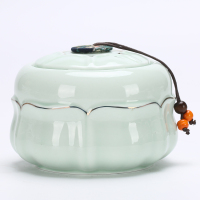 绿色描金单罐不含礼盒 茶叶包装礼盒空陶瓷茶叶罐礼盒包装绿茶龙井碧螺春通用茶叶包装盒