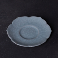 汝窑柏采莲花杯垫 汝窑杯垫陶瓷茶杯垫茶托隔热垫复古日式功夫茶具花瓣莲花小托盘