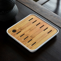 全密胺小正方直线白茶盘 特价实木茶盘家用功夫陶瓷茶具套装简约竹制小托盘木头茶盘配件