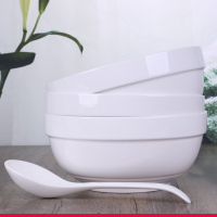 纯白[3只7英寸汤碗送1大勺] 特价3个大汤碗送1大勺 家用陶瓷大碗面碗汤古菜碗餐具套装 可微波