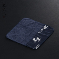 彩绘花韵茶巾-仙鹤 彩绘吸水茶巾加厚中式养壶巾棉布干泡茶席垫养壶抹布高档禅意洁方