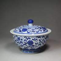 青花缠枝(矮款) 景德镇青花凉菜小菜碗家用带盖复古餐厅酱料碟罐中式茶点碗香料罐
