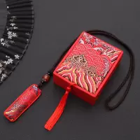 正红(送礼盒) 中秋节祈福随身香包方形艾草驱虫香囊助眠安神挂脖香囊高档礼盒装