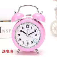 乳白色 儿童闹钟学生可爱韩版卧室床头小闹钟静音 简约创意夜光金属闹。