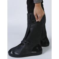 黑色鞋套 XL码(38/39) 雨鞋套防滑加厚耐磨底防雪水硅胶男女黑色高长篙轻便携平跟水靴套