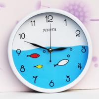 21厘米白鱼 其他 钟表挂钟客厅现代简约家用石英钟创意静音圆形电池墙贴时钟挂表