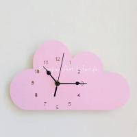 [粉色]云朵时钟(木质)28*16cm 其他 八卦钟表挂钟客厅木质挂钟静音钟儿童房装饰墙面挂钟拍照