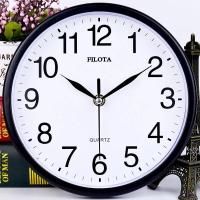 乳白色 21cm黑盘菲洛特 其他 静音无声挂钟简约创意卧室客厅房间钟表壁钟挂表圆形简易小