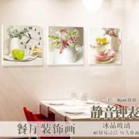 客厅无框画挂钟餐厅墙壁轻奢钟表画墙面带钟表风景壁挂家用会议室