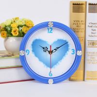 浅灰色 21CM爱心-蓝 其他 挂表家庭静音扫描可挂表摆放两用挂钟客厅卧室石英钟