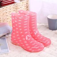 L50-水晶雨鞋[粉红]无棉筒高21 36加棉款选大1码 加大夏天女士成人雨鞋靴水鞋中高筒防滑轻便涉水防雨日式渔夫百搭