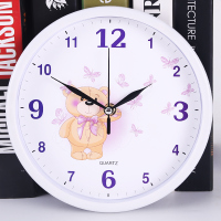 深灰色 21cm白萌熊 10英寸 静音卡通挂钟钟客厅卧室钟表可爱儿童房钟表幼儿园卡通钟表石英钟