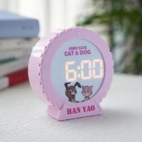 可爱粉[声控+贪睡+断电记忆] 10.5厘米 小闹钟学生用静音床头夜光智能声控时钟表卧室创意个性懒人电子钟