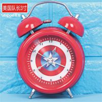 美国队长3寸 美国队长小闹钟表简约夜灯光创意可爱卡通金属儿童学生用床头静音