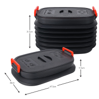 黑色 户外37L伸缩桶带盖折叠桶多功能汽车水桶野营杂物箱钓鱼桶收纳桶