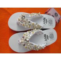 白色 36 夏季韩版潮时尚坡跟水钻花朵沙滩凉拖鞋女防滑厚底松糕可爱人字拖