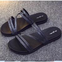 942黑色 36码(建议35脚) 夏季韩版女人字拖水钻闪亮防滑夹脚休闲沙滩凉拖鞋浴室洗澡室内外