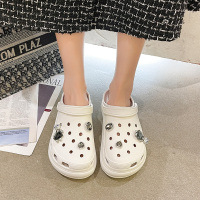 白色 33 [偏小一码请拍大一码] 洞洞鞋女夏时尚外穿增高厚底水钻小熊休闲松糕海边沙滩鞋防滑凉拖