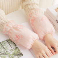 西洋红（蝴蝶蕾丝袖套） 儿童蕾丝袖套女孩秋冬双层套袖防污耐脏护袖透明甜美公主花边袖头