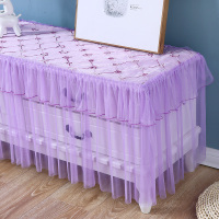 星光紫色 40宽50长40高床头柜 电视柜罩套长方形蕾丝布艺盖巾床头柜防尘罩客厅茶几长方形桌布罩