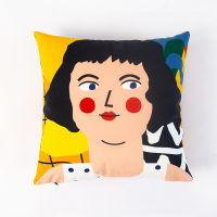 2090(女生) 45x45cm(不含芯) 北欧抱枕卡通情侣表情坐垫沙发床飘窗榻榻米45cm创意靠垫定制中号