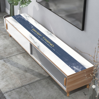 不翘边不变形--蓝色印象 30*120 电视柜桌垫桌布茶几防水防油免洗厚餐桌PVC软玻璃盖布垫北欧垫子