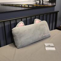 灰猫 兔毛方形长枕头65CM【收藏加购送眼罩】 床头靠枕床上靠垫卡通抱枕长条枕头双人单人情侣学生宿舍可拆洗女