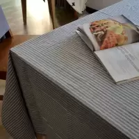 灰色细条纹 40*60cm餐布大小 简约日式条纹棉麻细条灰色餐桌布艺台布茶几布料盖布拍摄背景布