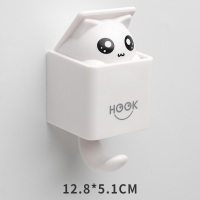 猫咪挂钩白色 壁挂配件卫生间毛巾钩挂可爱墙壁挂钩卫浴粘钩门后猫咪卫生。
