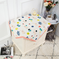 卡通-粉兔 65*65升级防水床头柜盖巾 卧室防尘防晒床头柜盖布卡通棉麻防水盖巾长方形小柜盖布小桌布