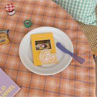 橙色格纹（未包边 70*100cm 谭啾啾 韩国ins同款复古橘粉色格纹桌布野餐布餐垫摆拍背景