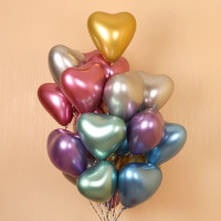 心形金属绿色(10个)无赠品 心形金属色气球生日浪漫表白结婚婚庆用品婚房间创意装饰场景布置