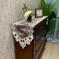 S02白色 35*120cm(适用柜长50-60) 蕾丝电视柜桌布欧式梳妆台网纱防尘盖布布艺长条防尘布鞋柜桌旗