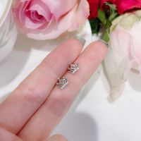 银色 睡觉不用摘小皇冠耳钉耳环耳饰韩国网红气质冷淡风女小巧简约