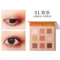 01欢乐送眼影刷 菲鹿儿九色眼影盘ins超火平价大地色哑光珠光网红少女眼影学生