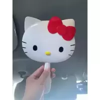 KT手柄白 hellokitty手拿化妆镜 可爱猫美容镜 KT猫手柄镜时尚美容镜子