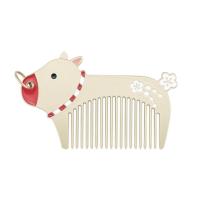 桃花运牛合金梳子:金色 八门虫社牛年创意便携合金小梳桃花运牛可爱随身随手口袋化妆梳子