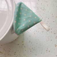绿色圆点单个 日式三角形锅把手防烫耳朵帽铸铁锅土砂锅柄隔热厨具手套加厚亚麻