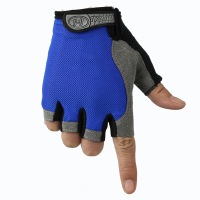 蓝色网眼款 L 户外骑行健身手套登山钓鱼手套男士防晒防滑耐磨透气攀岩半指手套