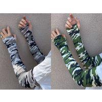 2双装(灰色+军绿) 均码 冰丝男款防晒袖套防紫外线加长迷彩冰袖夏季薄款透气开车手臂套袖