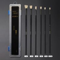黑骑士【扇形笔】【6支装】猪鬃 米娅黑骑士水粉笔套装美术生专用水粉画笔美术猪鬃扇形笔色彩绘画