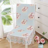 连体花好月圆-绿 [需要几个拍几个] 家用连体椅子套罩夹棉防滑通用一体坐垫餐椅垫靠背垫屁垫蕾丝椅垫