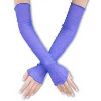 宝蓝银丝 均码 防晒腿袖套女蕾丝防紫外线胳膊套冰手臂袖套护袖夏季薄款宽松套袖