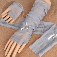 套指珍珠款-浅灰色 均码 防丝防晒袖套女夏k季手套薄款蕾紫外线冰袖开车长款丝护臂套臂手