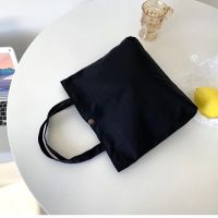 横款黑色26x22x7 简约日式男女学生妈咪上班带饭盒便当午餐小号可爱帆布拎袋手提包