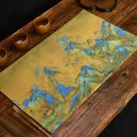 [茶铺]千里江山30*50 棉麻布艺茶垫千里江山中式刺绣杯垫茶席桌旗瑞鹤图干泡茶铺隔热垫